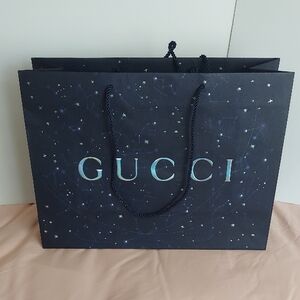 Gucci Navy Blue and Silver 2022 Holiday Collection XL Paper Shopping Bag